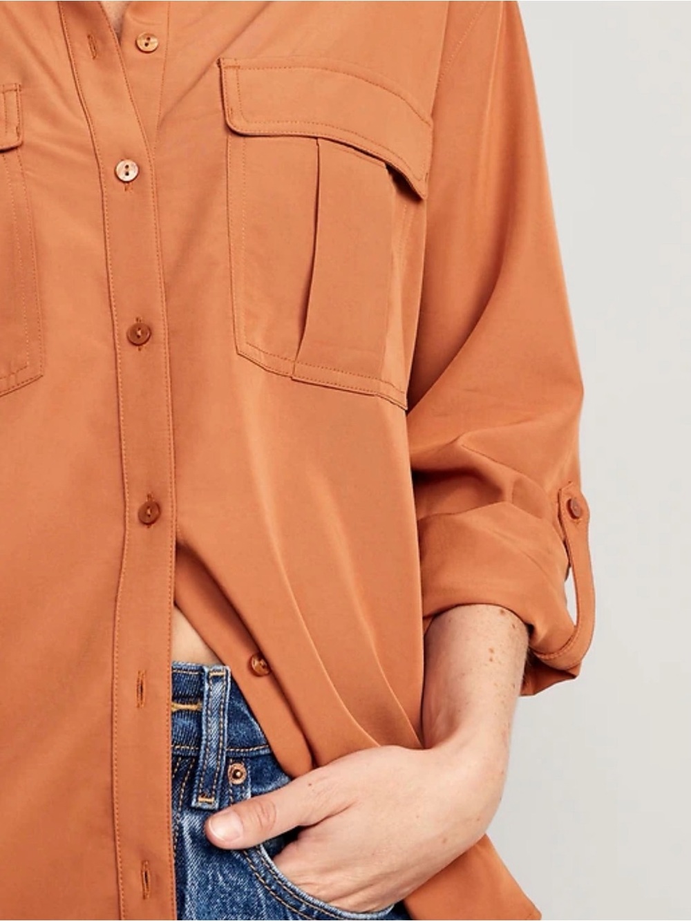 Old Navy Women’s Rust Button-Front Casual Shirt